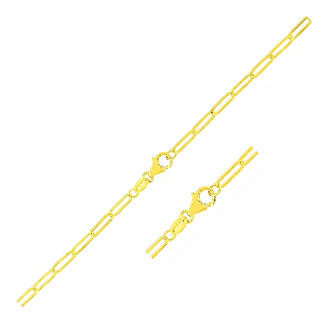 10K Yellow Gold Paperclip Bracelet (2.5mm)