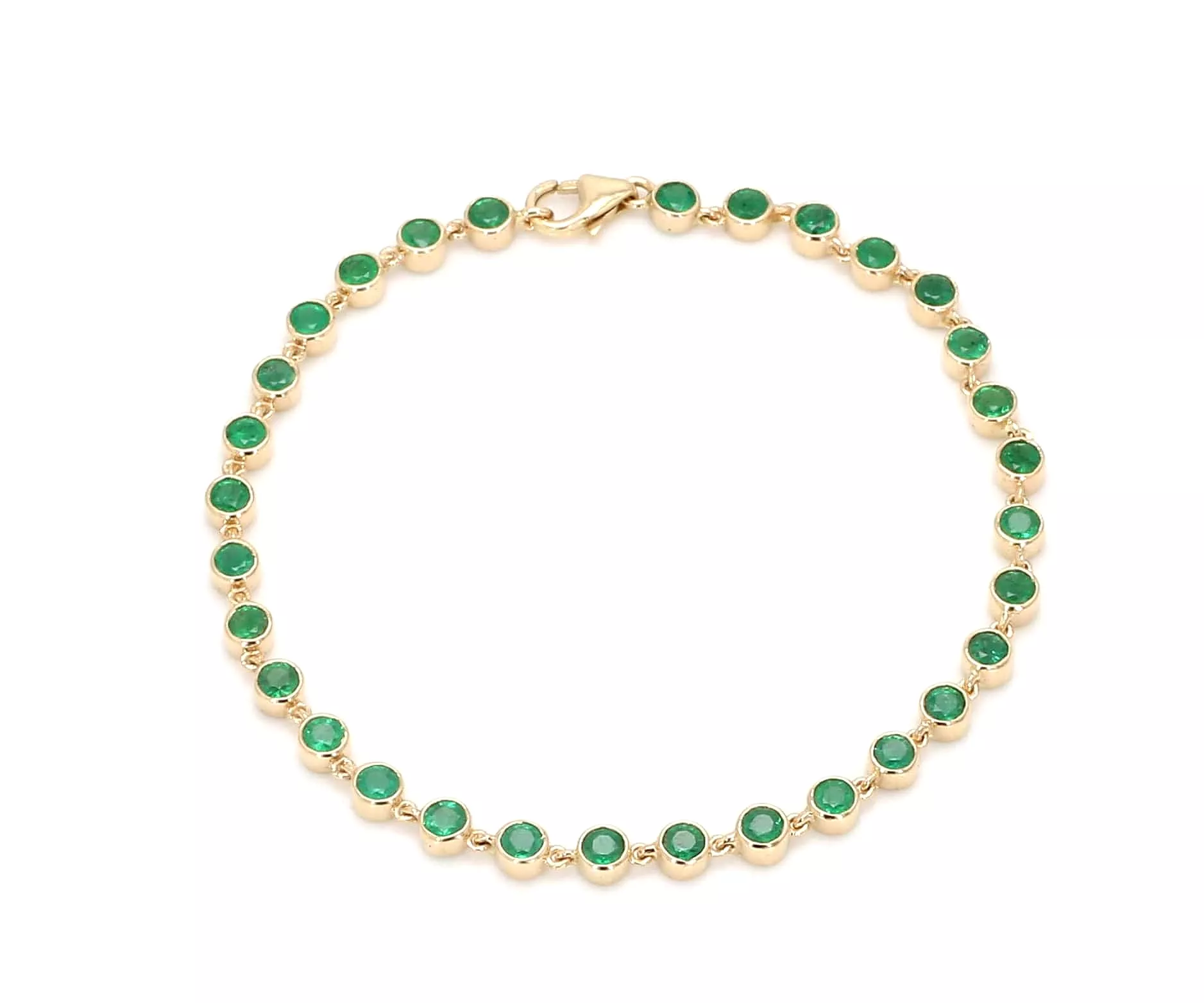 14K & 18K Gold Emerald Bezel Link Bracelet