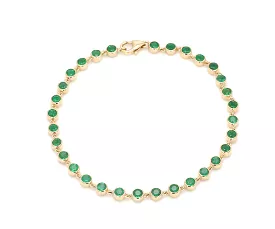 14K & 18K Gold Emerald Bezel Link Bracelet