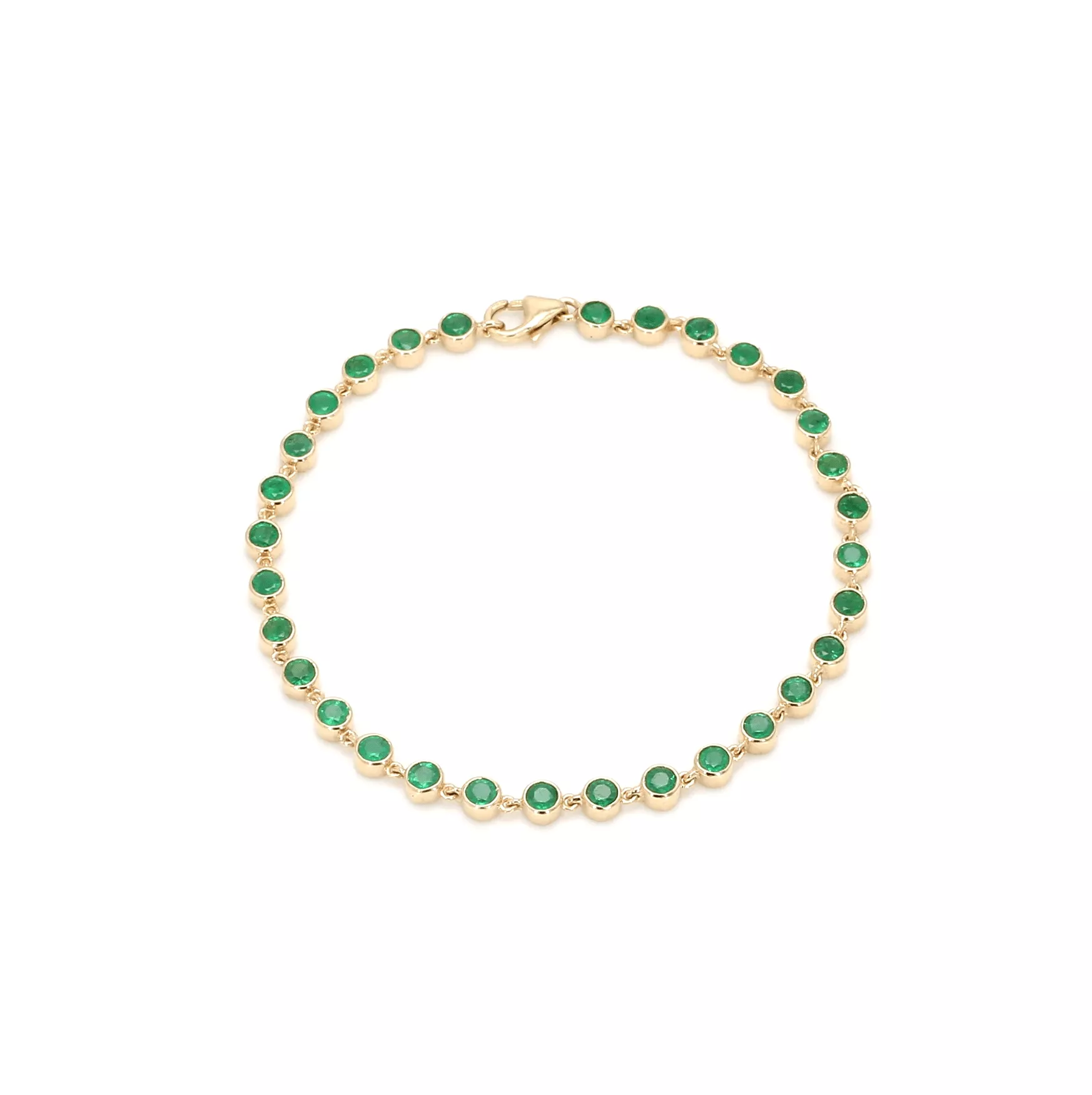 14K & 18K Gold Emerald Bezel Link Bracelet