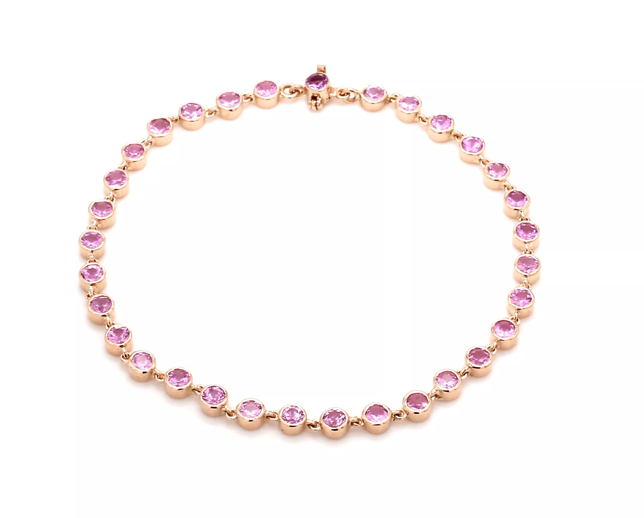 14K & 18K Gold Pink Sapphire Bezel Link Bracelet