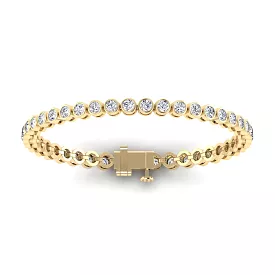 14K Gold and Diamond 6 ct Tennis Bracelet Bezel Set, Lab Grown