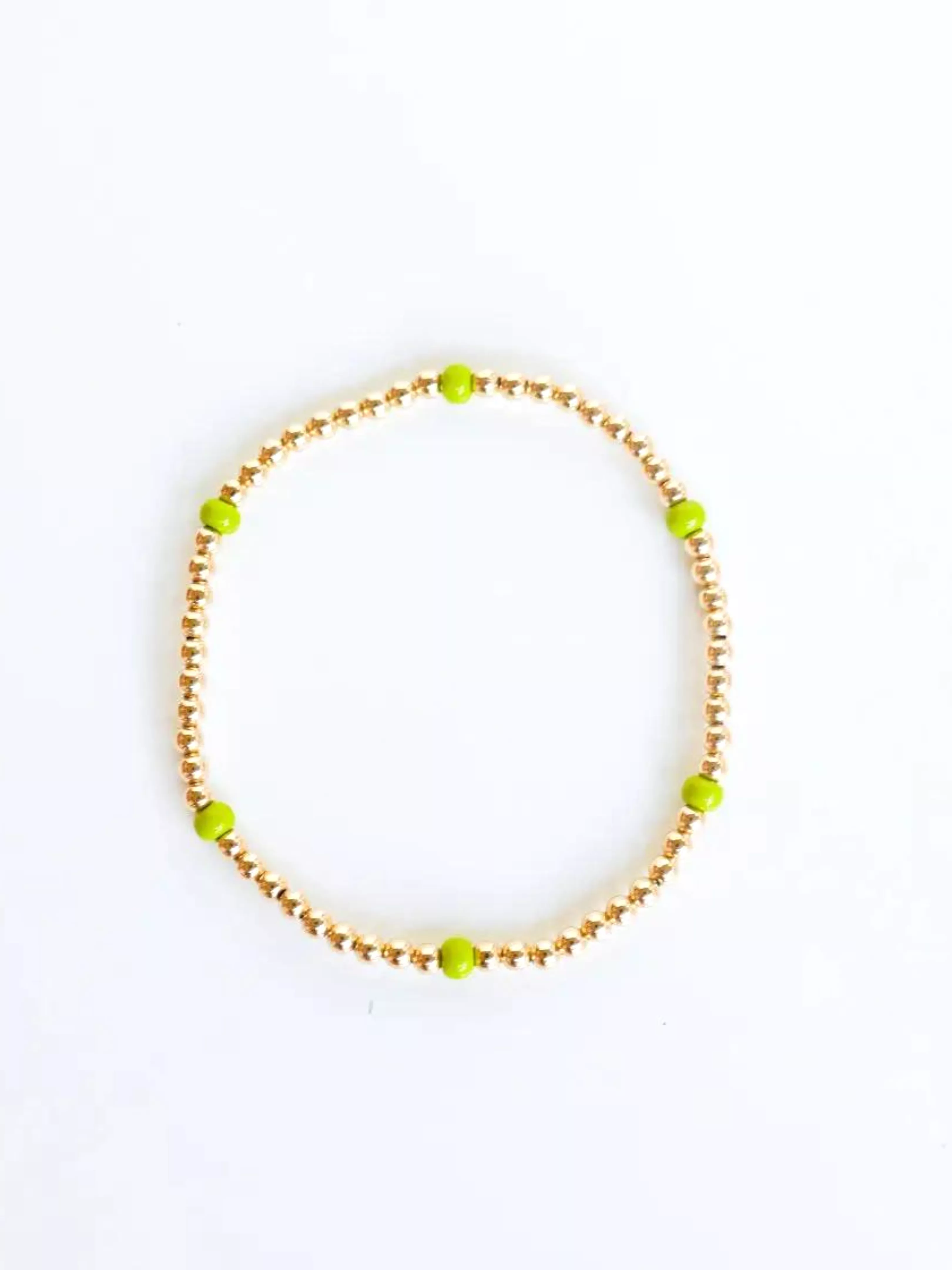 14k Gold Filled - Lime Green Poppi Bracelet