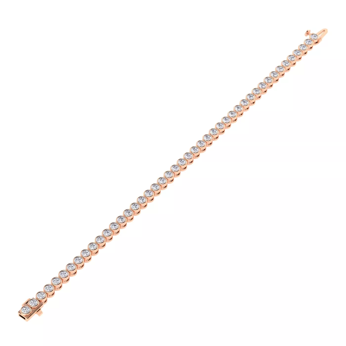 14K or 18K Gold and Diamond 4.49 ct Tennis Bracelet Bezel Set