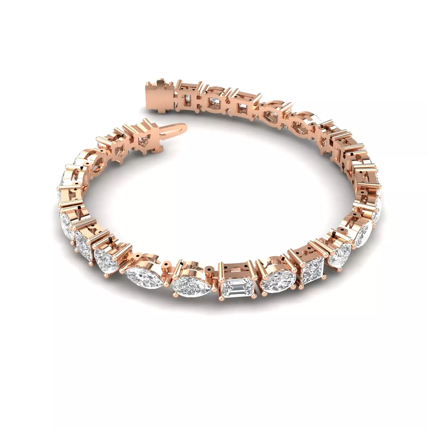 14K or 18K Gold and multi-shape Diamond 8.1 ct Tennis Bracelet Lab Grown