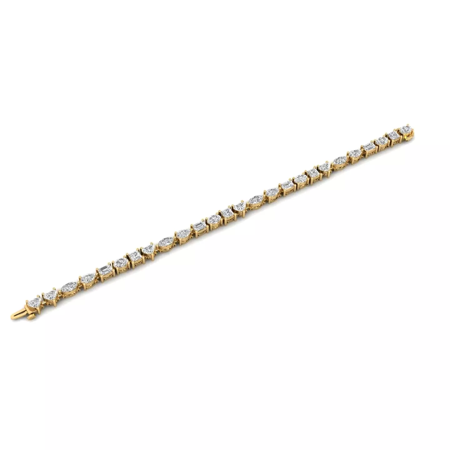 14K or 18K Gold and multi-shape Diamond 8.1 ct Tennis Bracelet Lab Grown