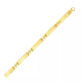 14k Two-Tone Gold Men's Bracelet with Screw Head Motif Accents