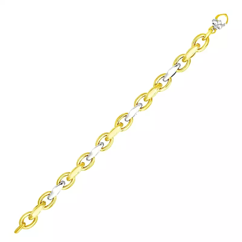 14k Two-Tone Gold Oval and Graduated Link Bracelet