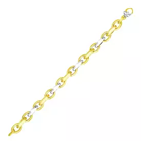 14k Two-Tone Gold Oval and Graduated Link Bracelet