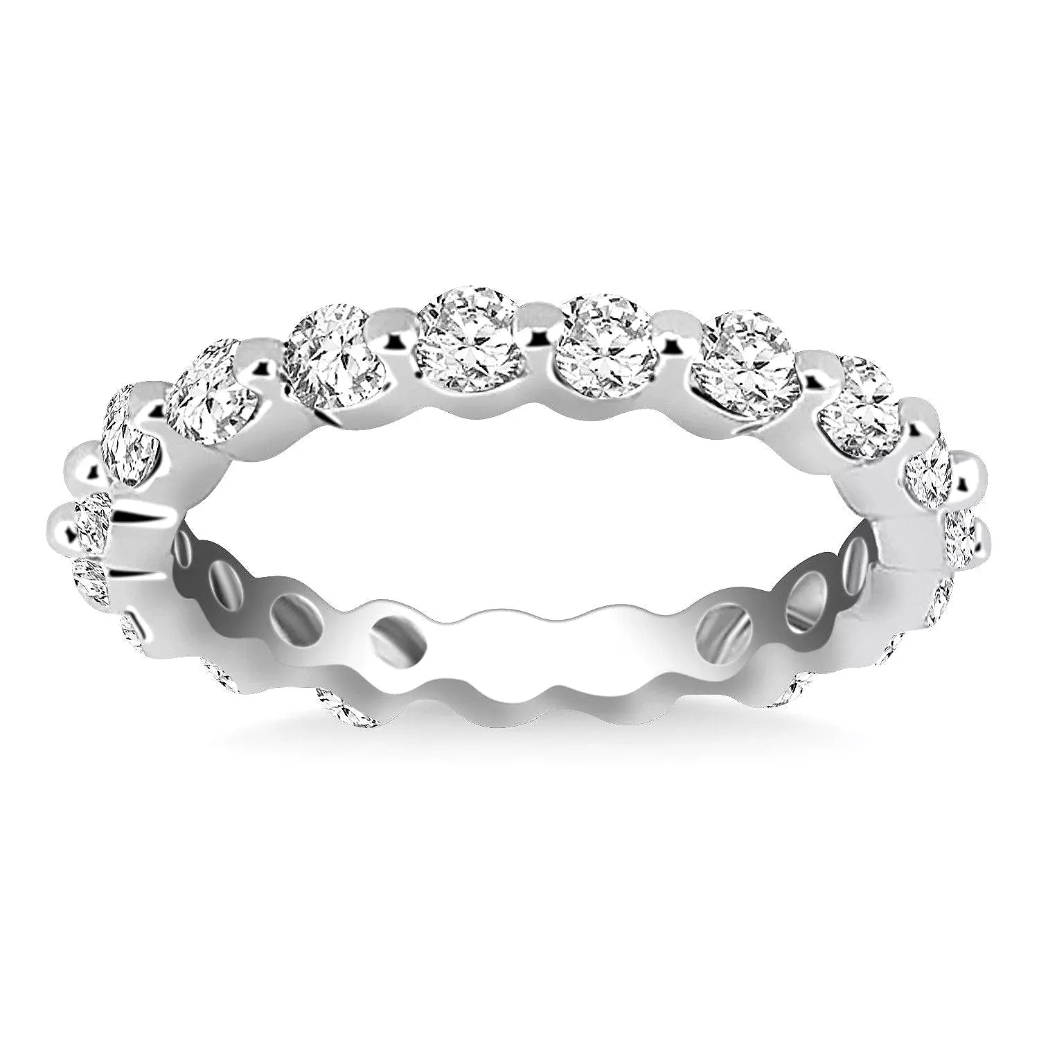 14k White Gold Common Prong Round Cut Diamond Eternity Ring