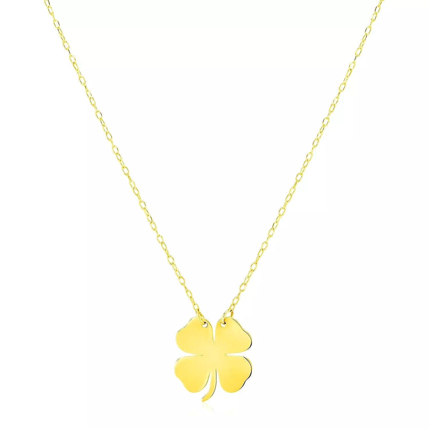 14K Yellow Gold Four Leaf Clover Necklace