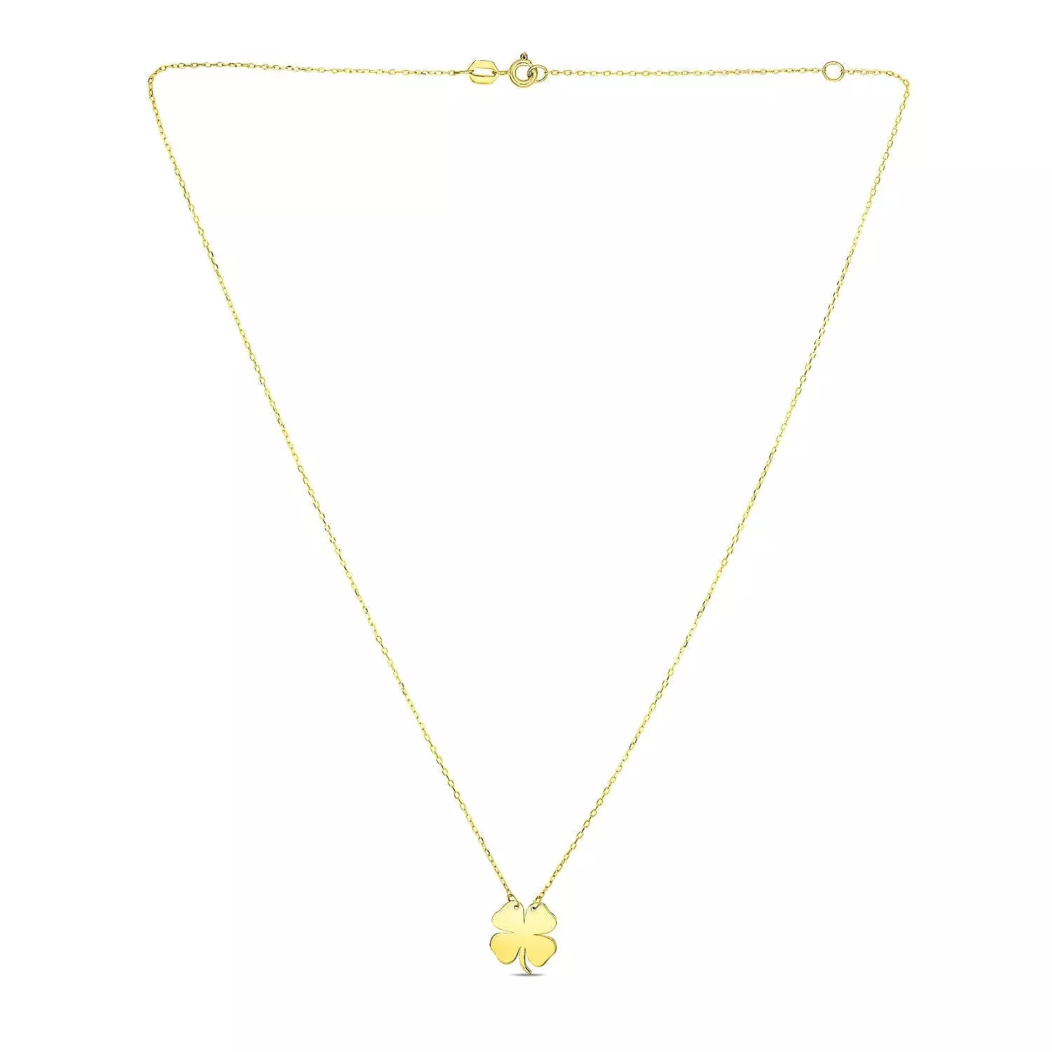 14K Yellow Gold Four Leaf Clover Necklace