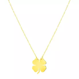 14K Yellow Gold Four Leaf Clover Necklace