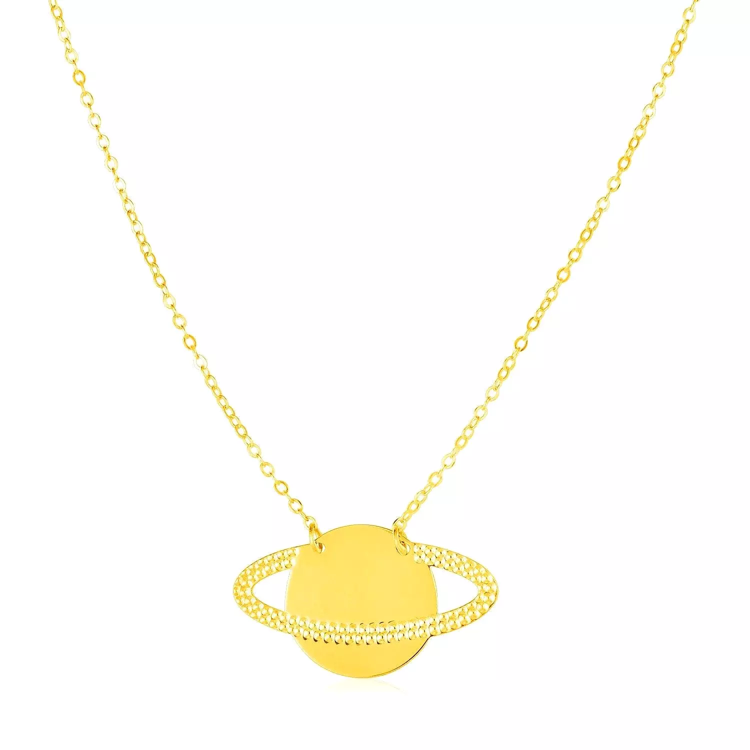 14K Yellow Gold Saturn Necklace