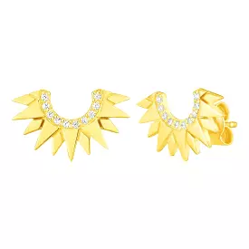 14k Yellow Gold Sunburst Earrings with Diamonds