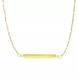 14k Yellow Gold Textured Bar Style Chain Necklace