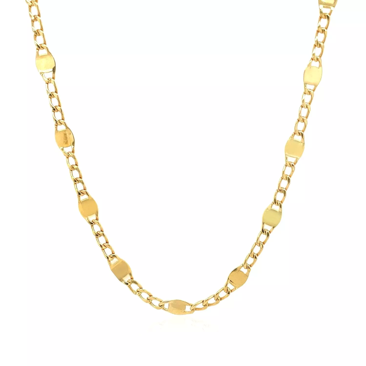 14K Yellow Gold Tie Necklace with Polished Oval Links