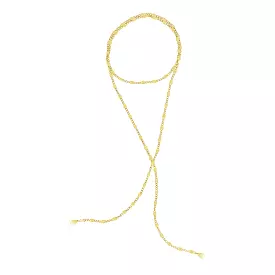 14K Yellow Gold Tie Necklace with Polished Oval Links