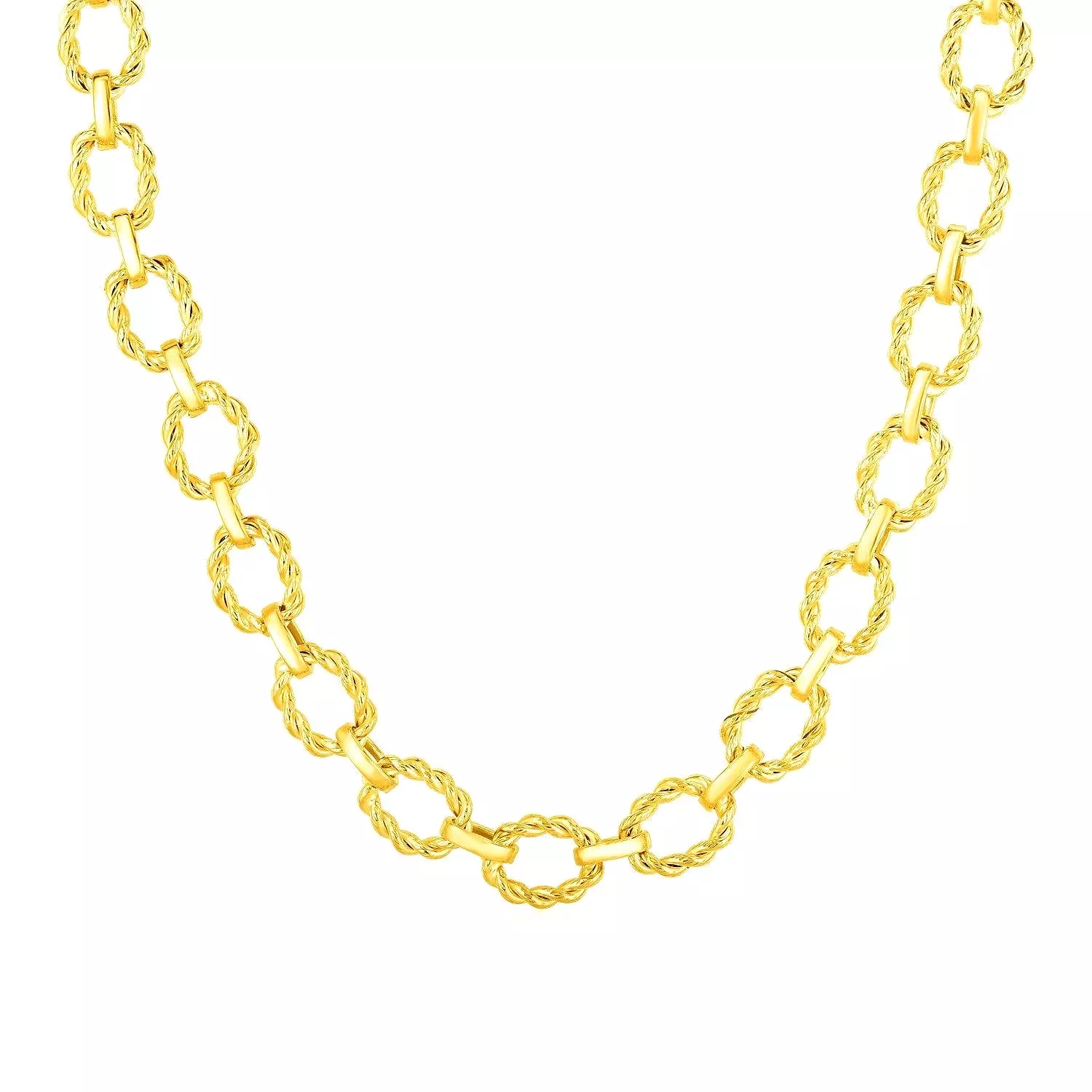 14k Yellow Gold Twisted Oval Link Necklace