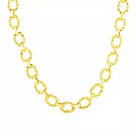 14k Yellow Gold Twisted Oval Link Necklace