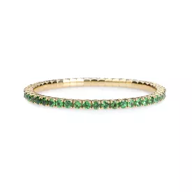 18K Gold Stretch & Stack Green Tsavorite Tennis Bracelet, 8.55-18 Carats