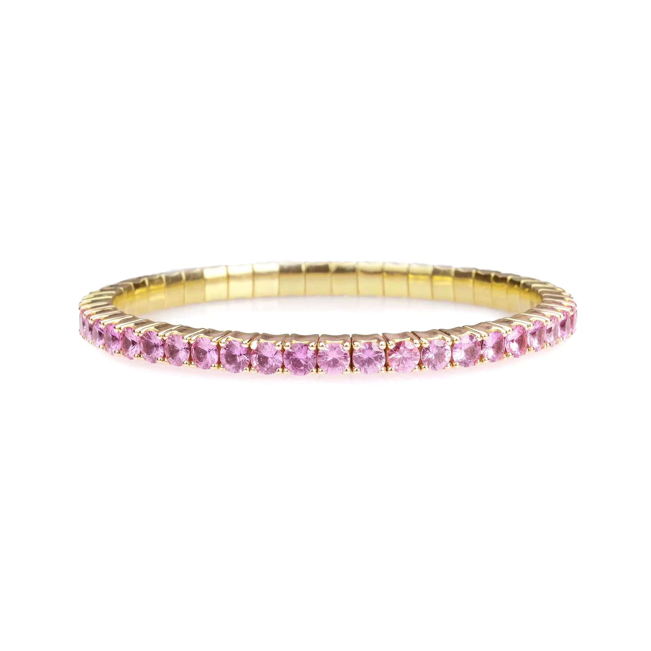 18K Gold Stretch & Stack Pink Sapphire Tennis Bracelet, 8.55-18 Carats