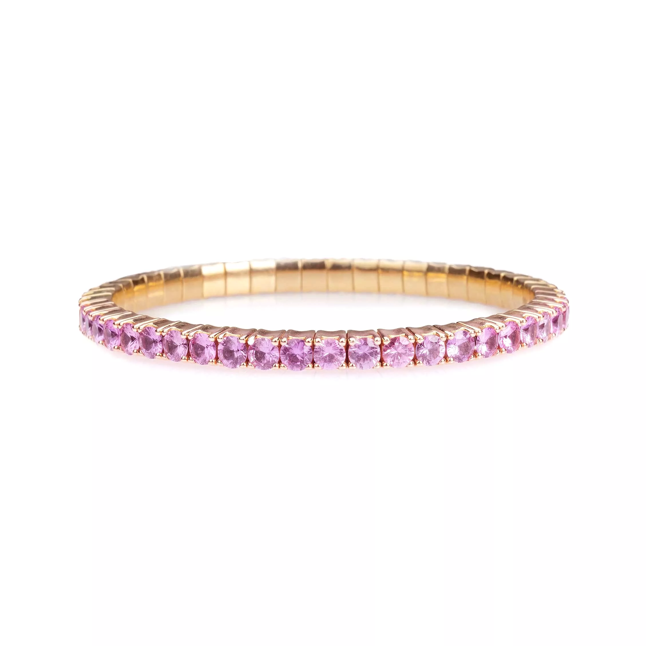 18K Gold Stretch & Stack Pink Sapphire Tennis Bracelet, 8.55-18 Carats