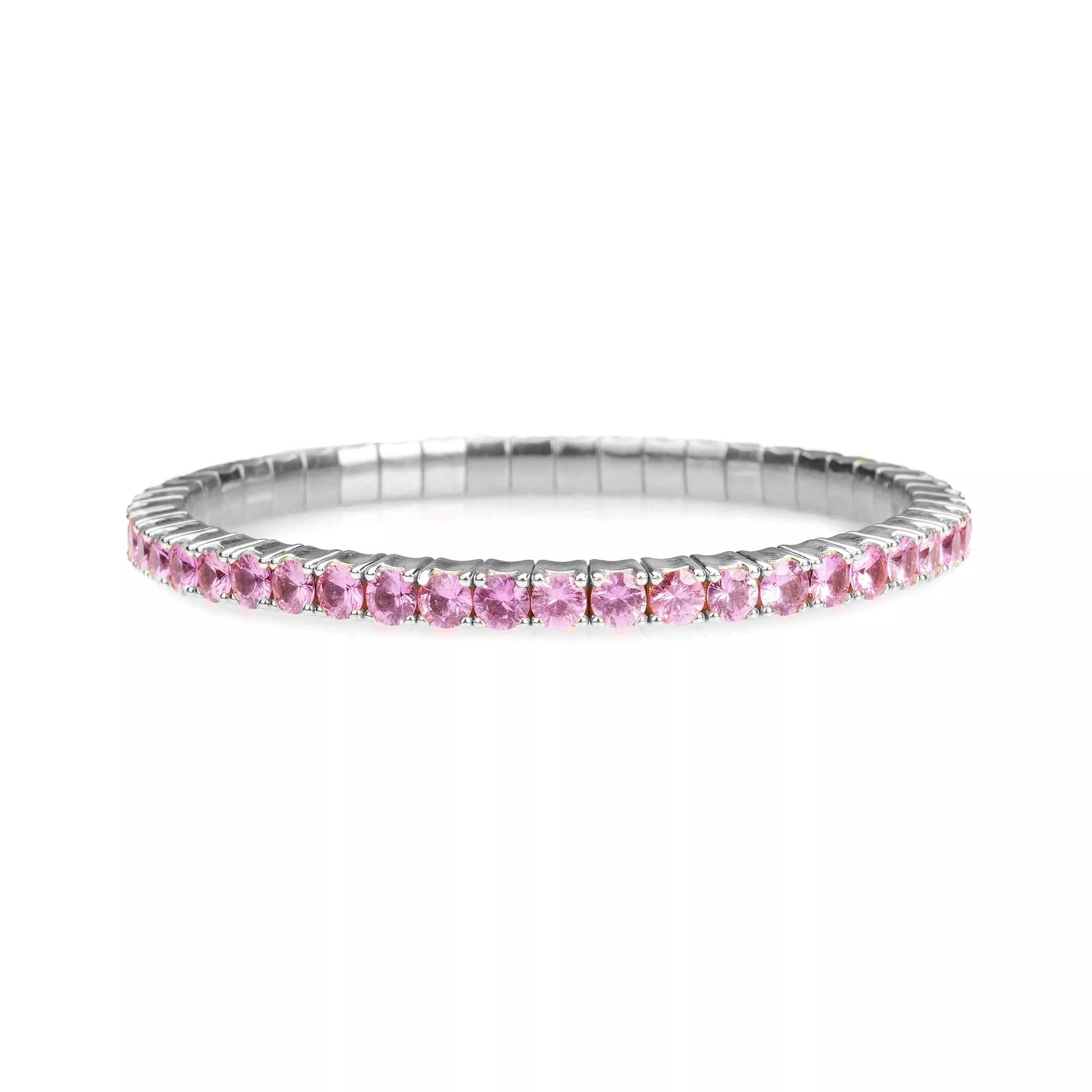 18K Gold Stretch & Stack Pink Sapphire Tennis Bracelet, 8.55-18 Carats