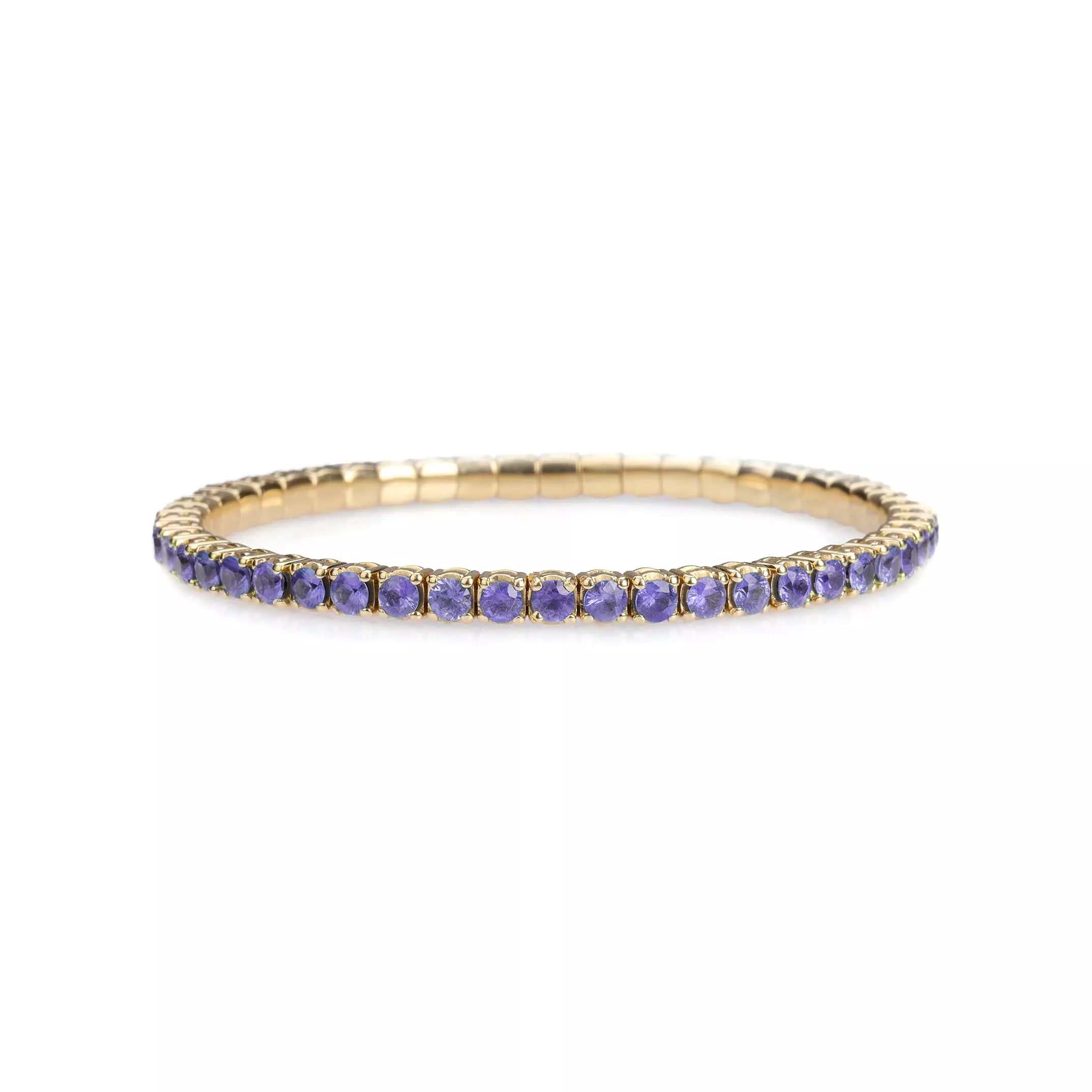 18K Gold Stretch & Stack Purple Sapphire Tennis Bracelet, 8.55-18 Carats