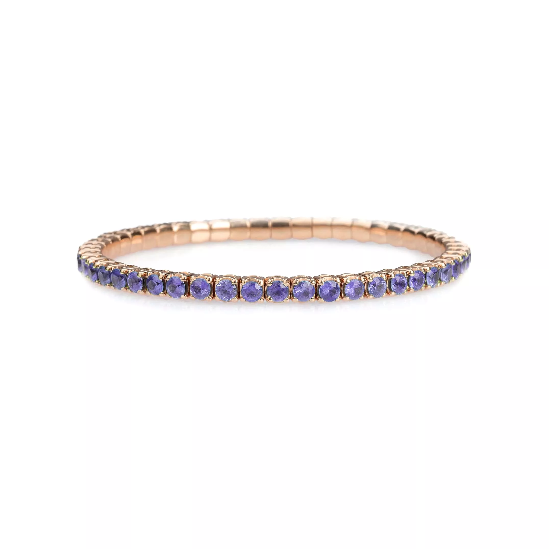 18K Gold Stretch & Stack Purple Sapphire Tennis Bracelet, 8.55-18 Carats