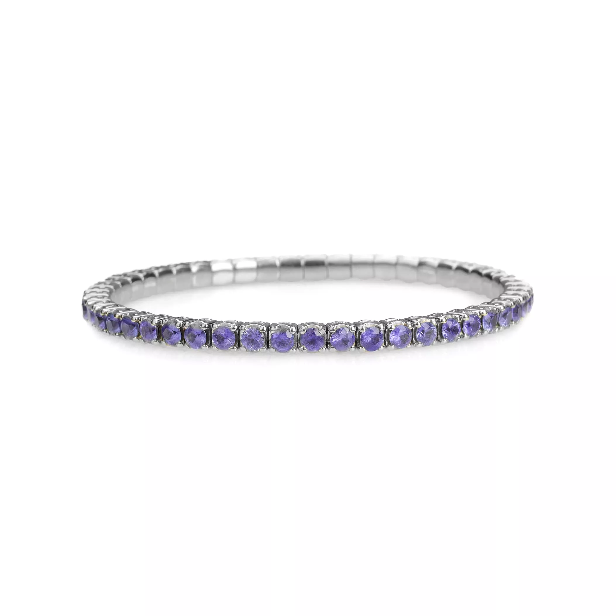 18K Gold Stretch & Stack Purple Sapphire Tennis Bracelet, 8.55-18 Carats