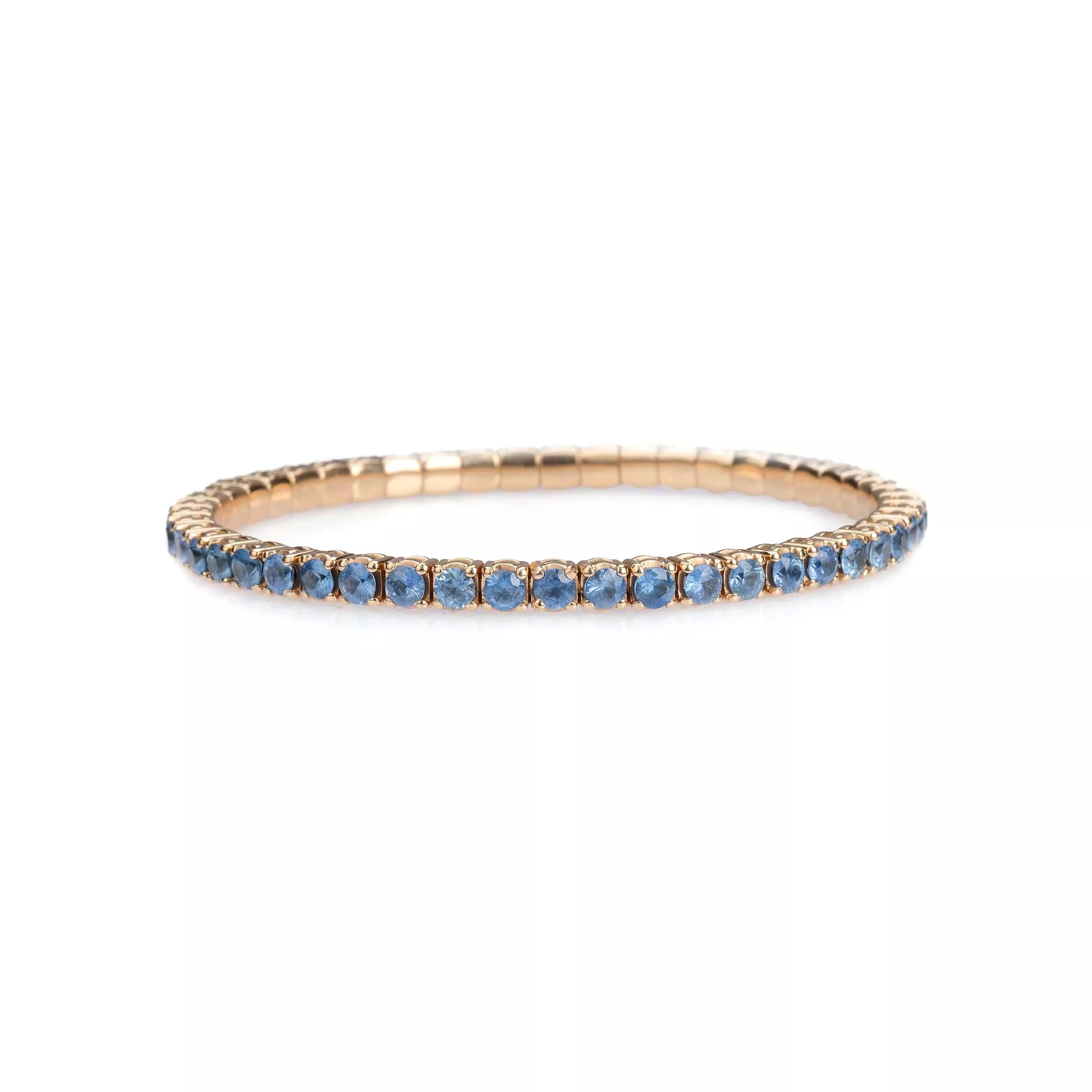 18K Gold Stretch & Stack Sky Blue Sapphire Tennis Bracelet, 8.55-18 Carats