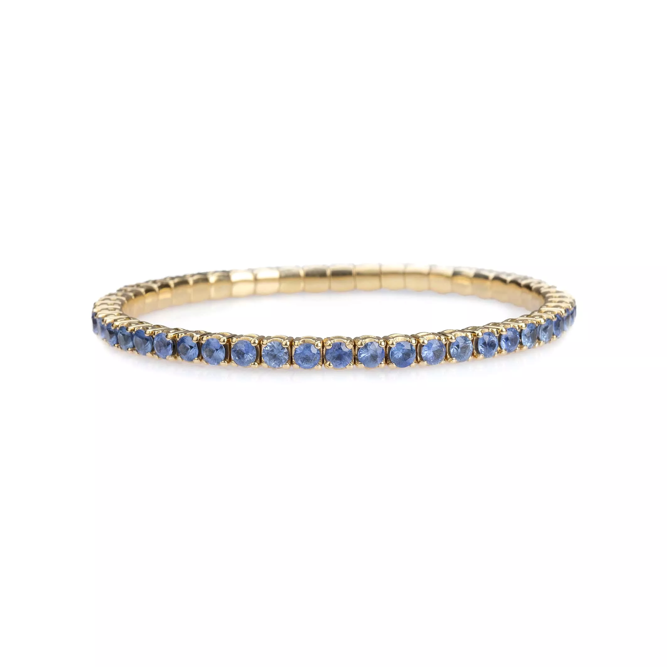 18K Gold Stretch & Stack Sky Blue Sapphire Tennis Bracelet, 8.55-18 Carats