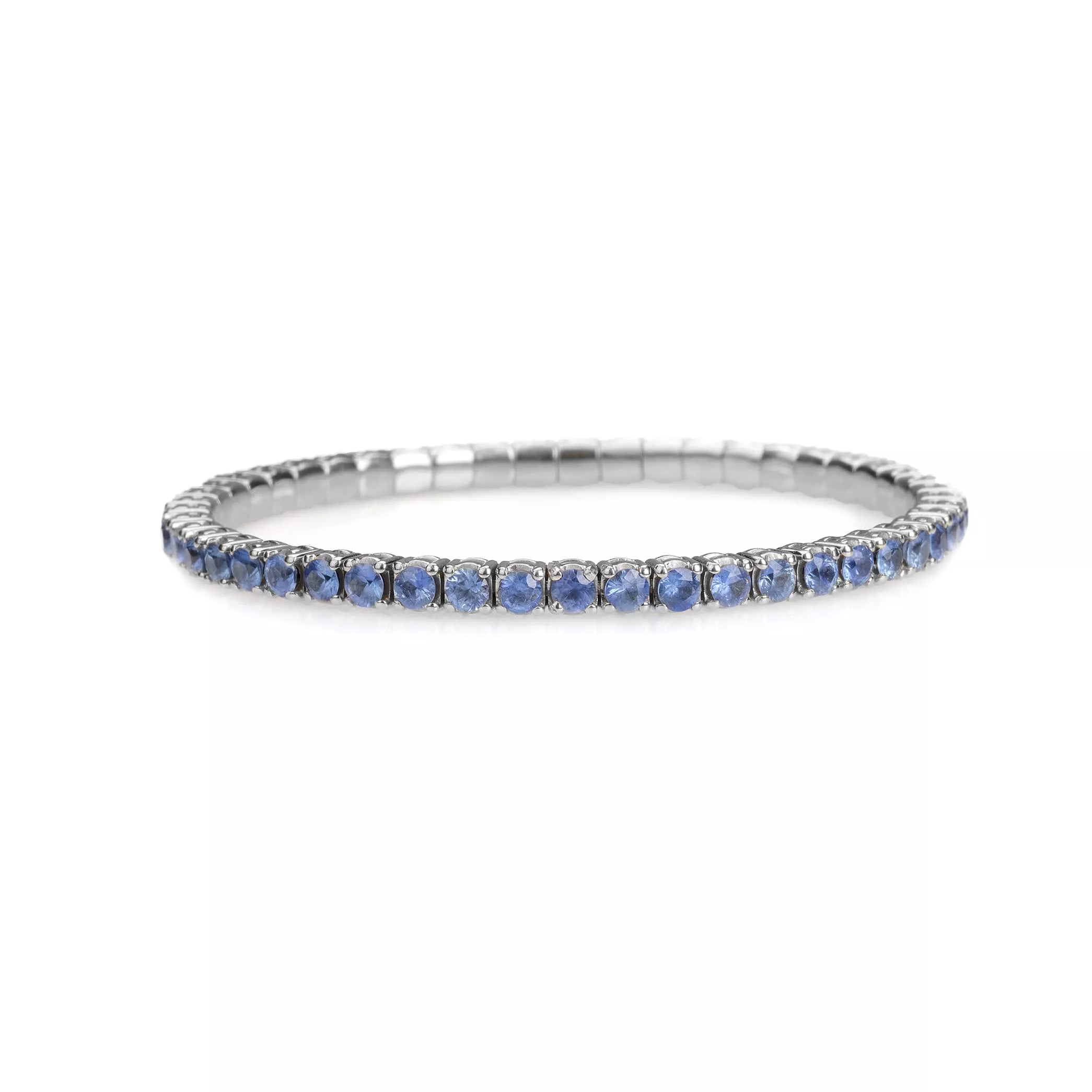 18K Gold Stretch & Stack Sky Blue Sapphire Tennis Bracelet, 8.55-18 Carats