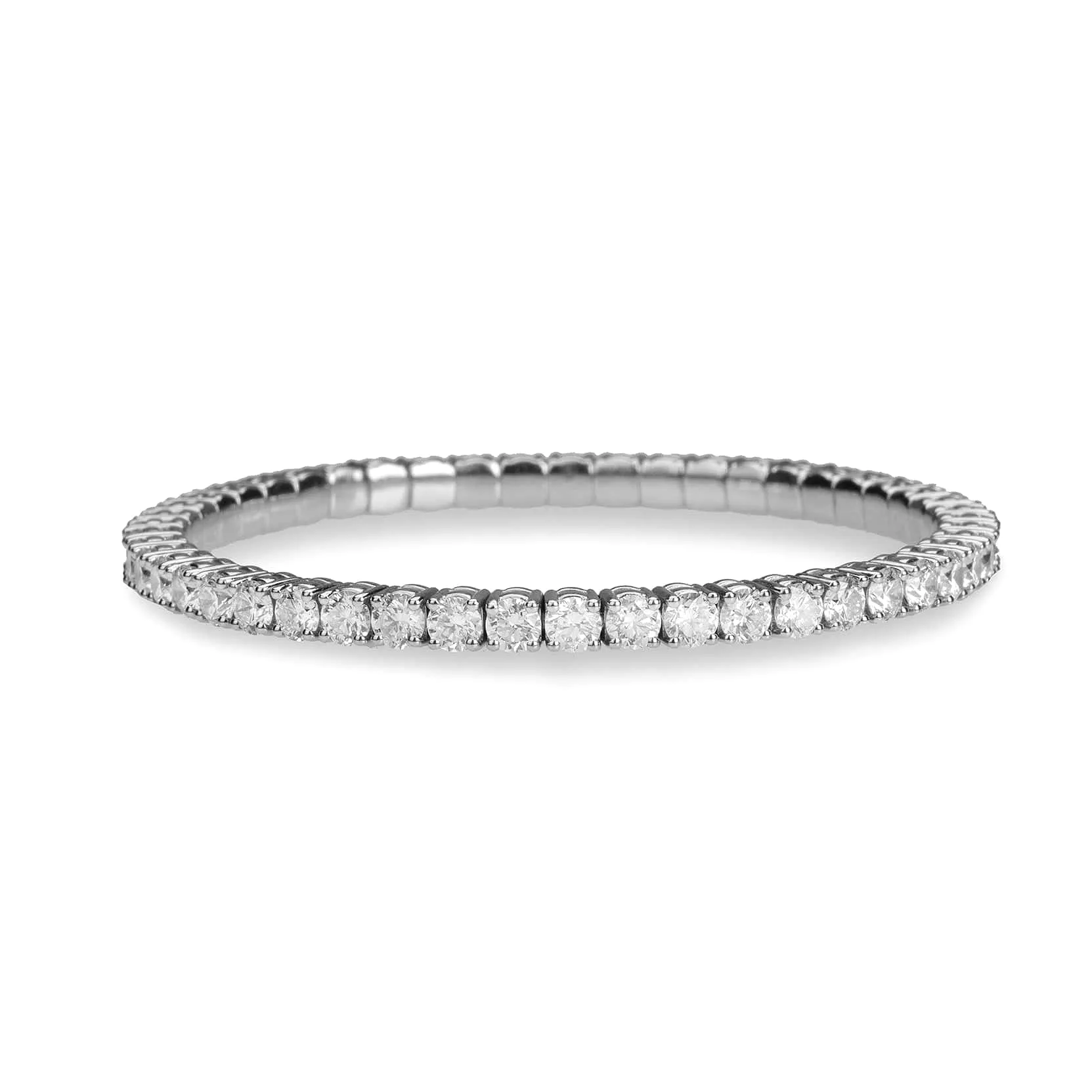 18K Stretch & Stack Round Diamond Tennis Bracelet, 6.0 Carats, Natural Mined Diamonds