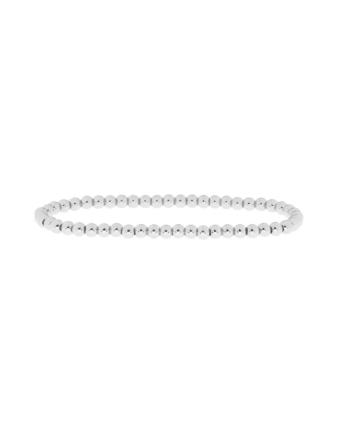 4 mm Metal Beaded Stretch Bracelet (Silver)