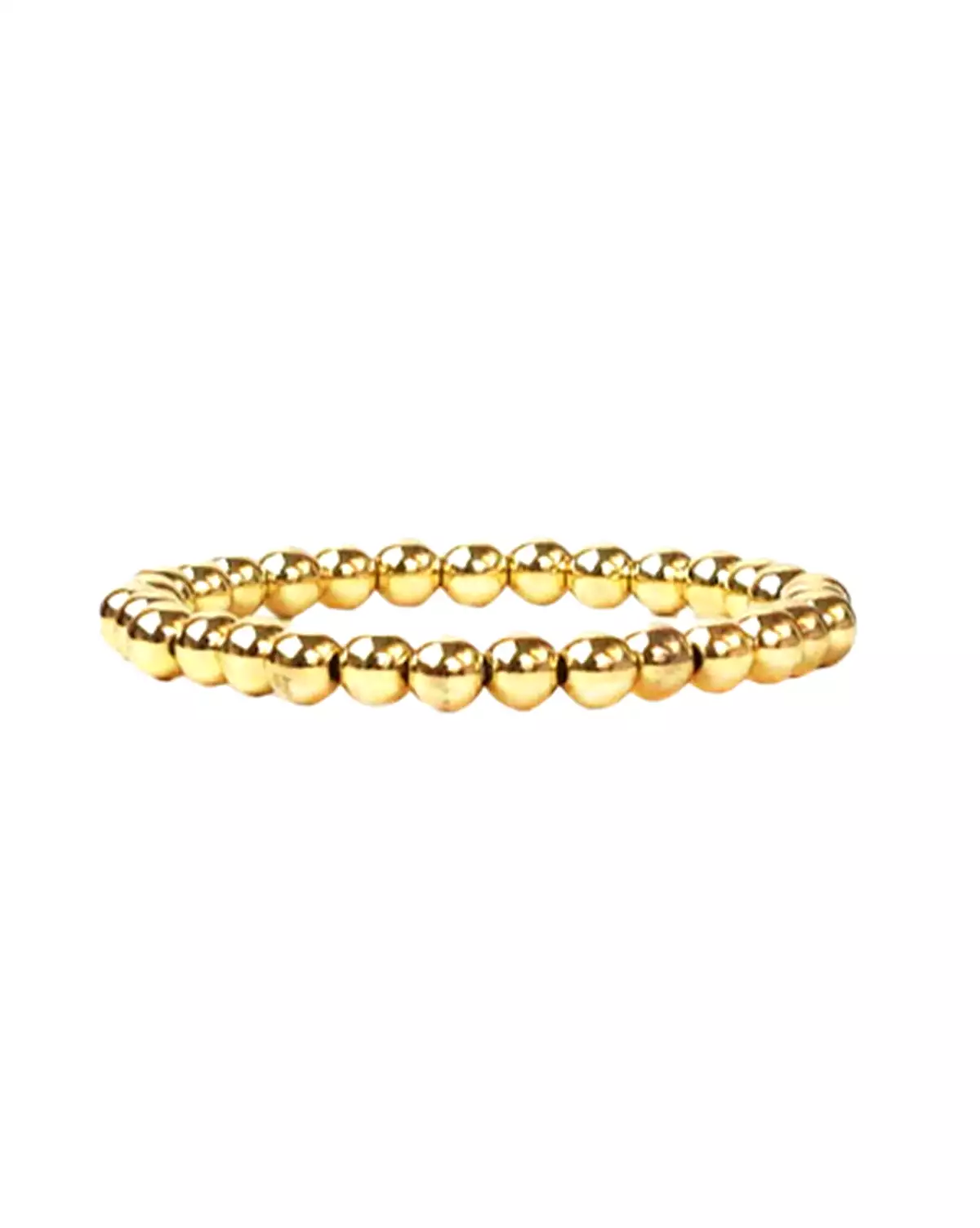 6 mm Metal Beaded Stretch Bracelet (Gold)