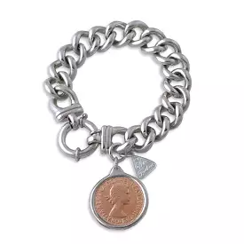 A Von Treskow Medium Mama Bolt Bracelet with Half Penny Coin