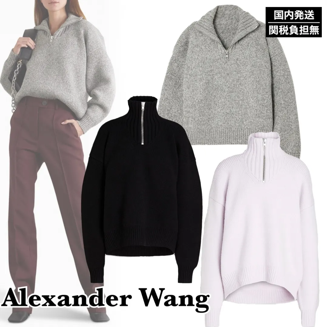 Alexander Wang  |Casual Style Wool Street Style Long Sleeves Plain High-Neck