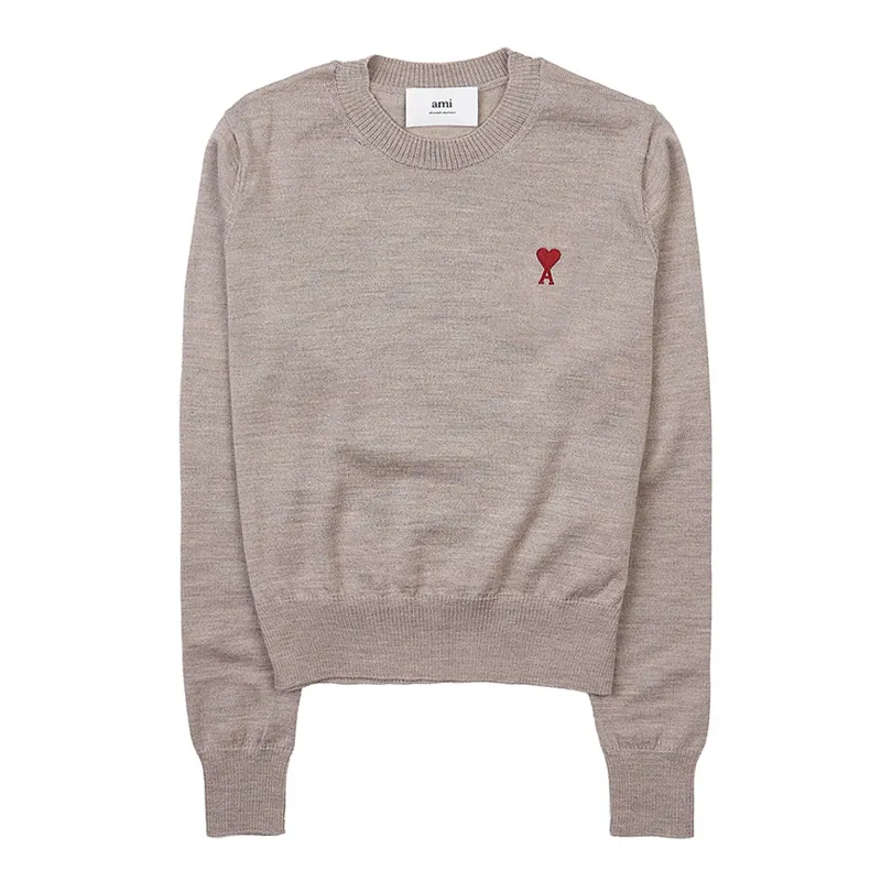 AMI PARIS  |Crew Neck Wool Rib Street Style Long Sleeves Plain Logo