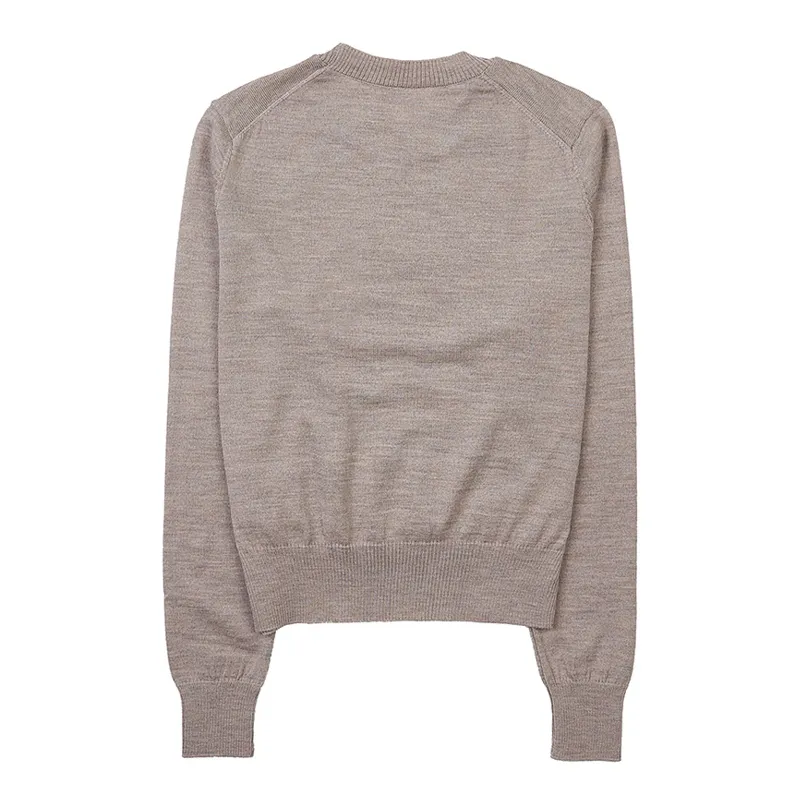 AMI PARIS  |Crew Neck Wool Rib Street Style Long Sleeves Plain Logo