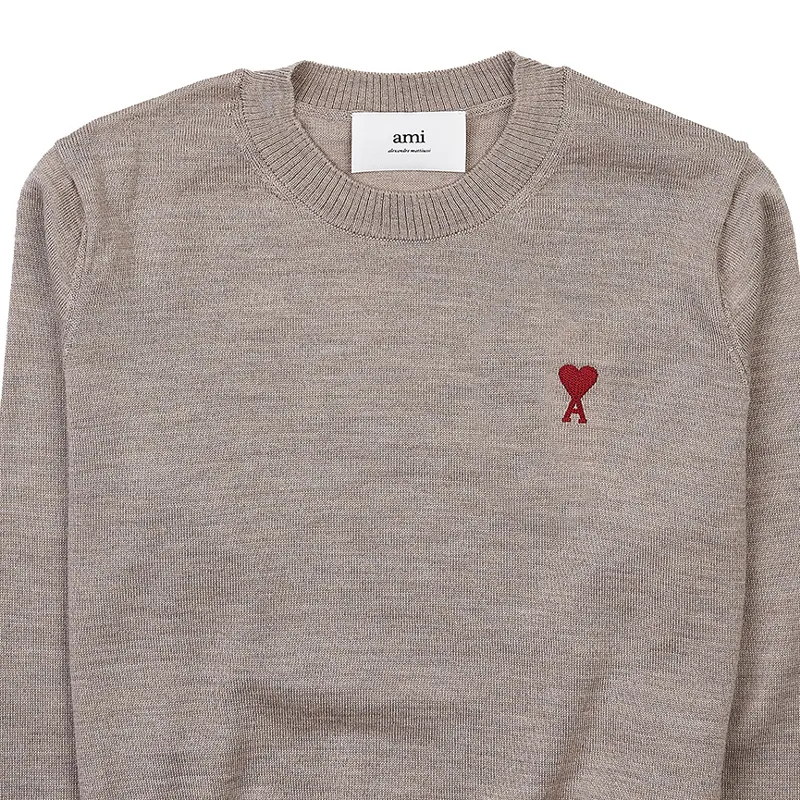 AMI PARIS  |Crew Neck Wool Rib Street Style Long Sleeves Plain Logo