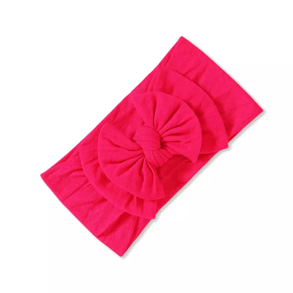 Baby Soft n Stretchy Double Bow Plain Headband — Lipstick