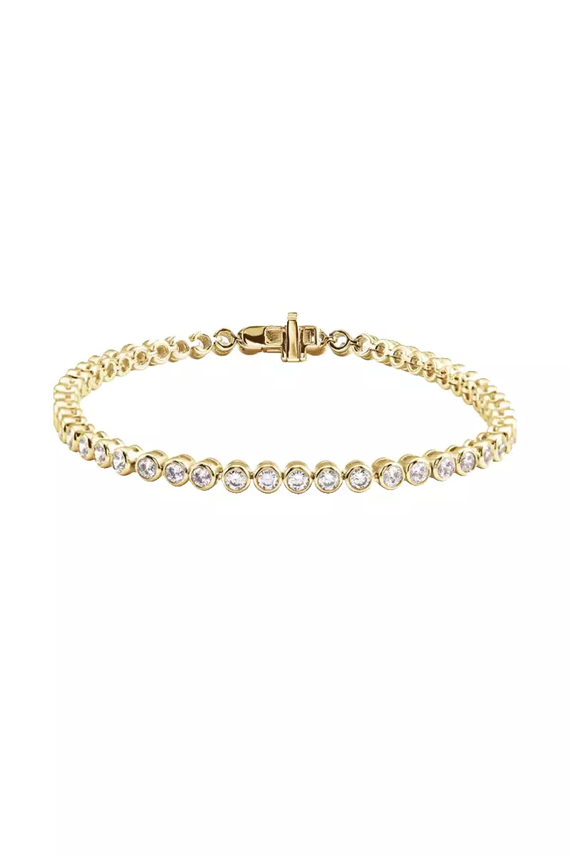 Bezel Set Diamond Tennis Bracelet - 3.5 CTW White Diamonds Yellow Gold