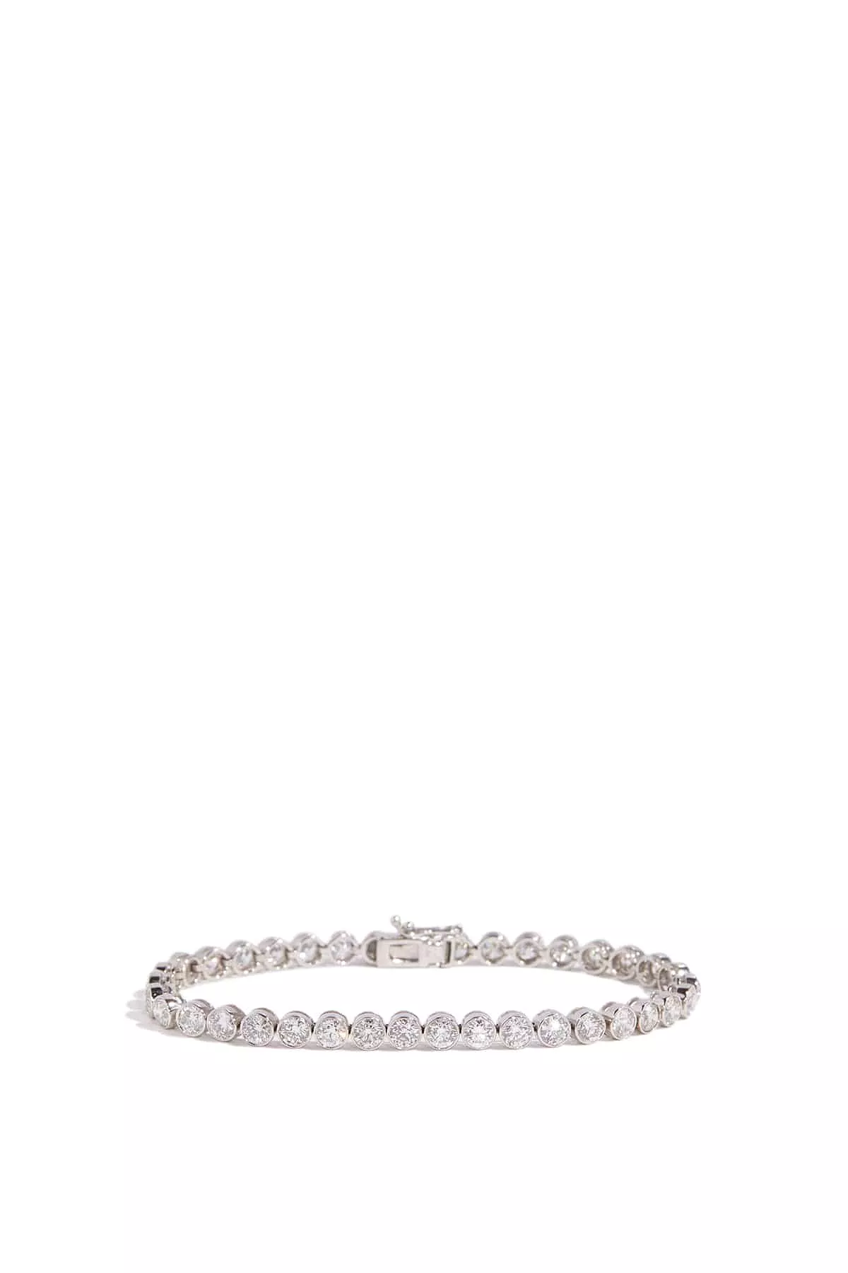 Bezel Set Round Diamond Bracelet in 14k White Gold