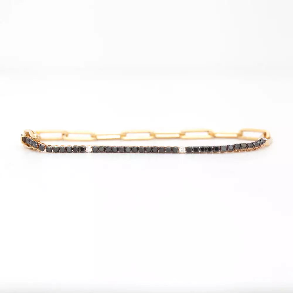 Black and White Diamond & Paperclip Half Tennis Bracelet