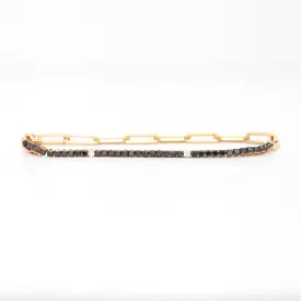 Black and White Diamond & Paperclip Half Tennis Bracelet