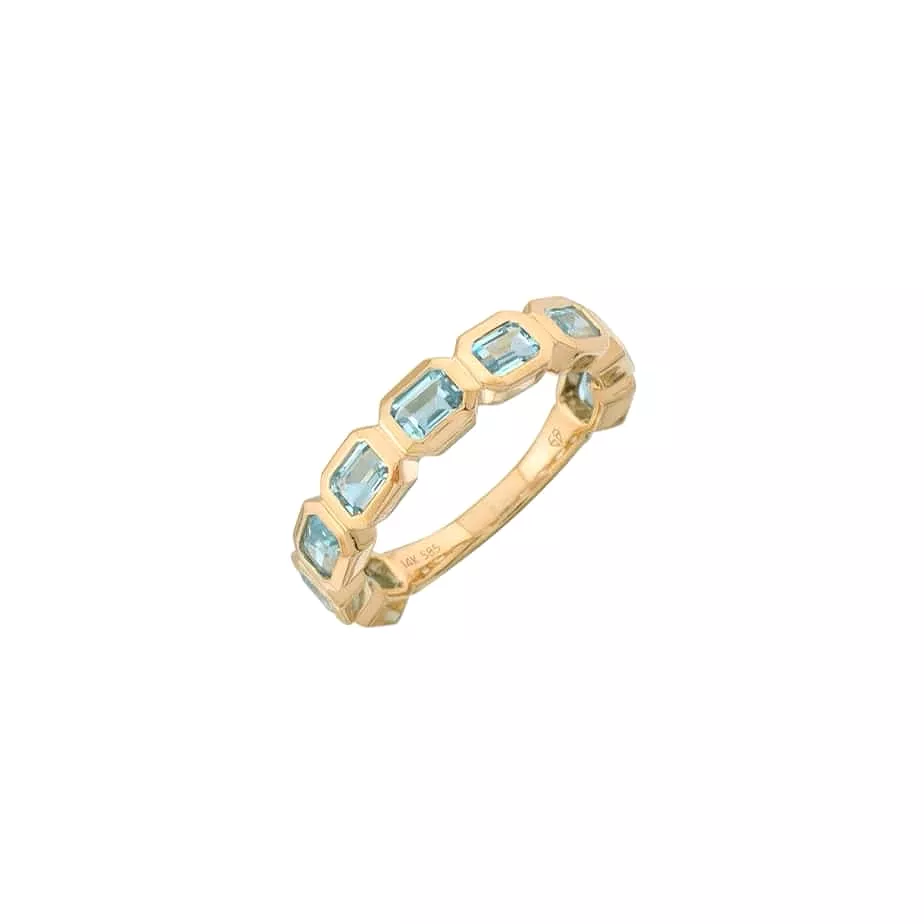 Blue Topaz Bezel Sideways Set Eternity Ring