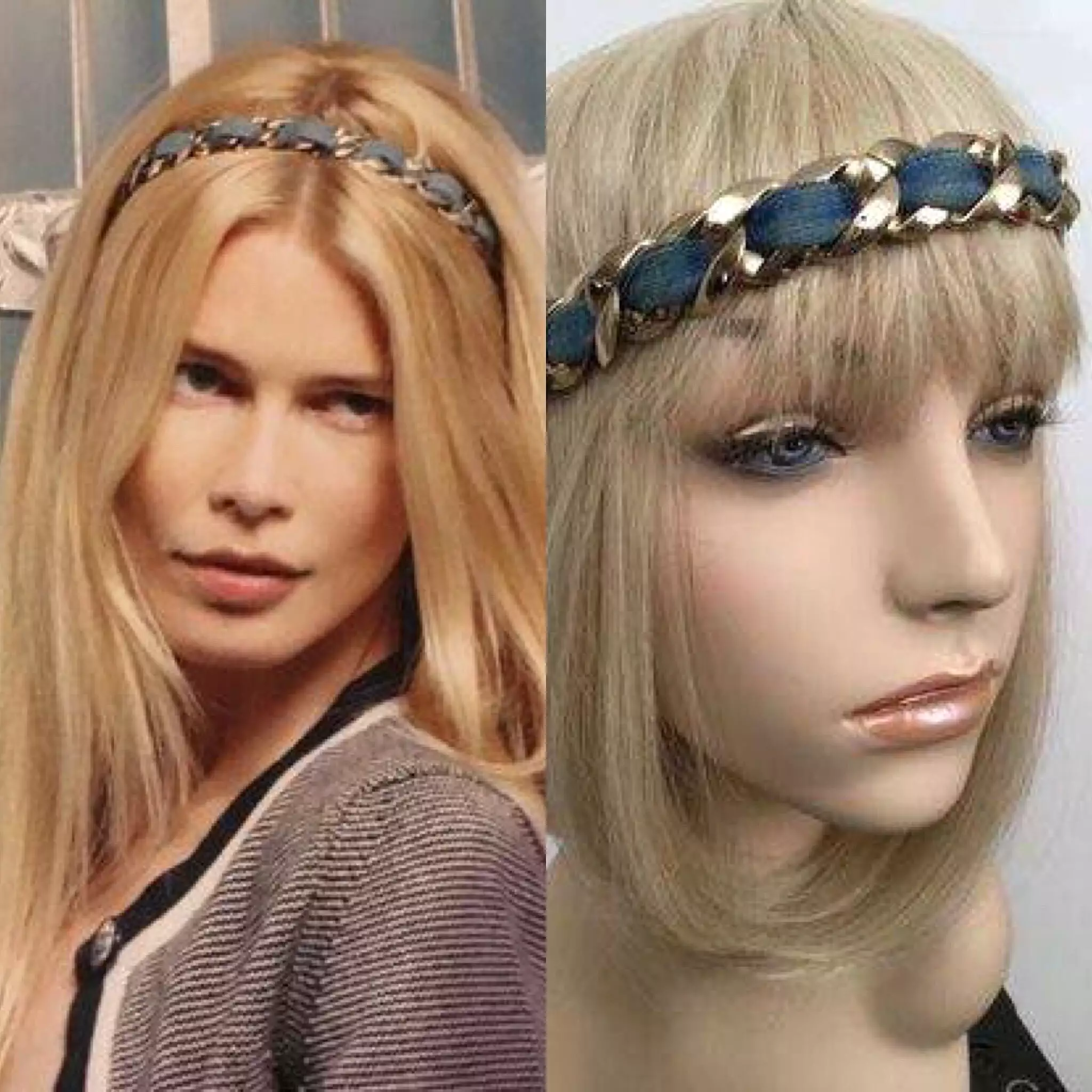 Chanel 08C 2008 Cruise Denim Chain Link Headband Hair Accessory, Necklace, Bracelet