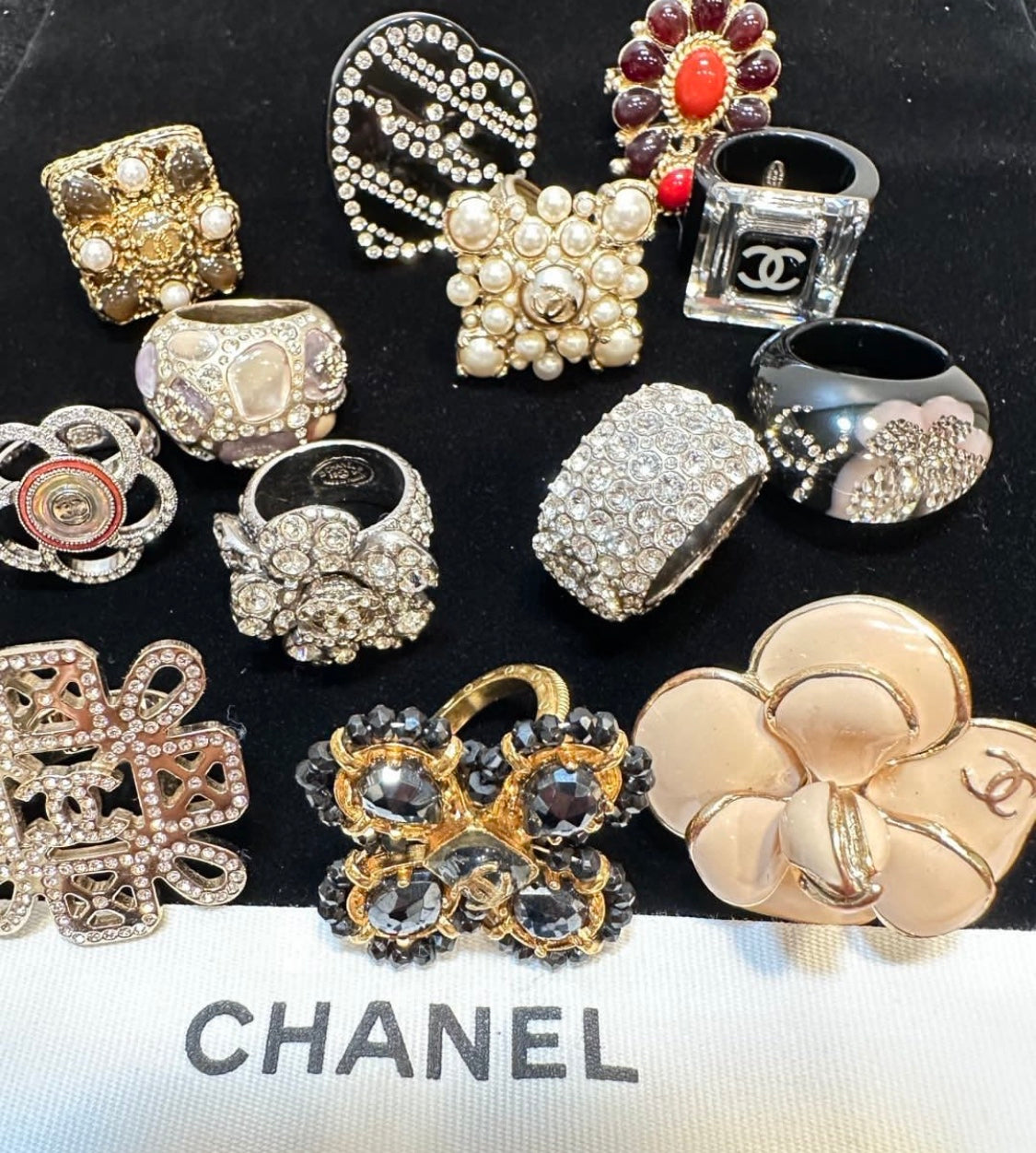 Chanel 14A 2014 Paris Dallas Cocktail Ring with Red Stones Size 6 1/4